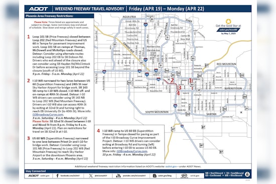 Phoenix Drivers Face Weekend Freeway Closures for Construction: Loop 101, I-10 Among Major Routes Impacted