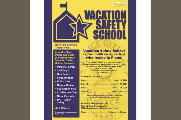 Plano Police Department Hosts Free Vacation Safety School for Kids This Summer