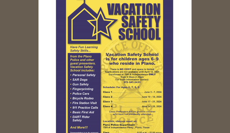 Plano Police Department Hosts Free Vacation Safety School for Kids This Summer