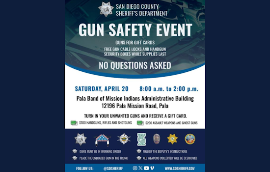 San Diego Sheriff's Dept Hosts No-Questions-Asked Gun Buyback in Pala to Enhance Community Safety