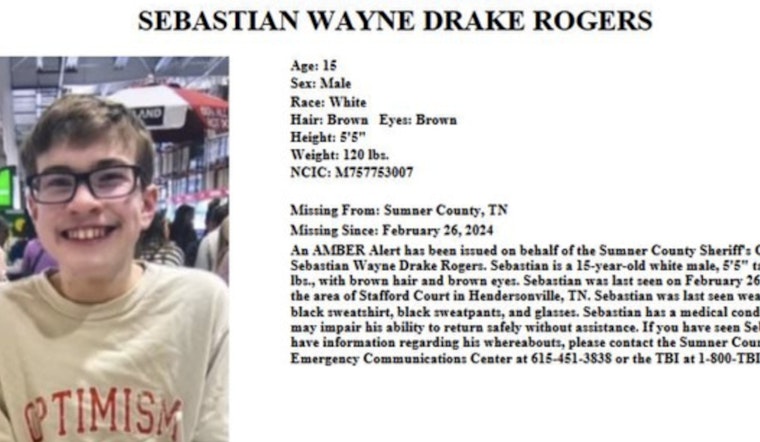 Search for Missing Autistic Teen Sebastian Rogers Hits Two-Month Mark in Sumner County; Community Clings to Hope