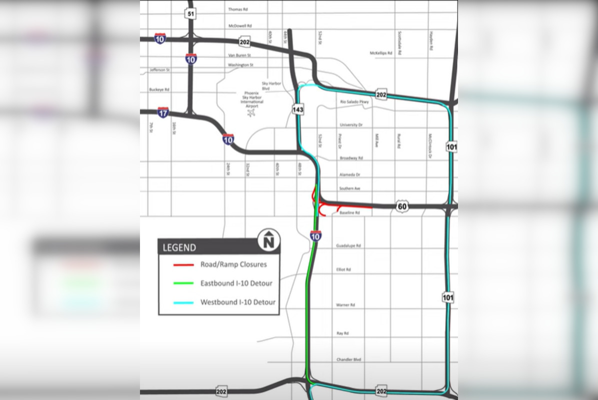Weekend Detours Ahead, Eastbound US 60 Closed in Phoenix for Broadway