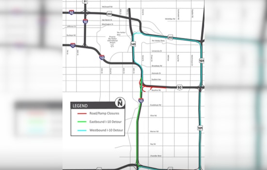 Weekend Detours Ahead, Eastbound US 60 Closed in Phoenix for Broadway Curve Improvements