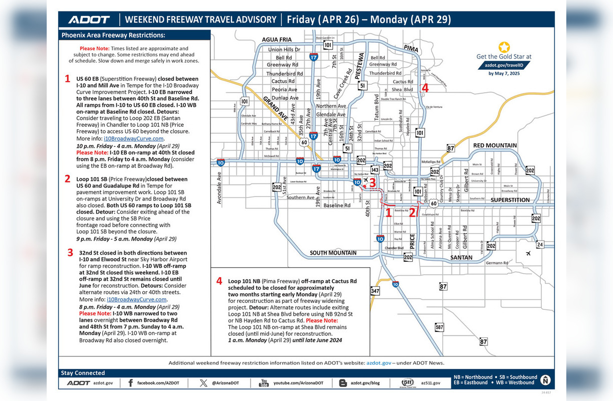 Weekend Freeway Closures Set To Delay Phoenix Drivers Due To