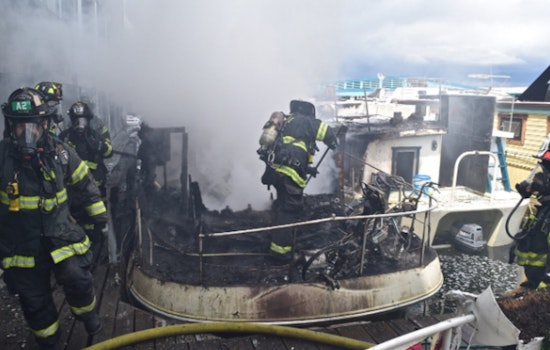 75 Firefighters Battle Lake Union Houseboat Blaze, Dog Missing in Westlake Neighborhood Incident
