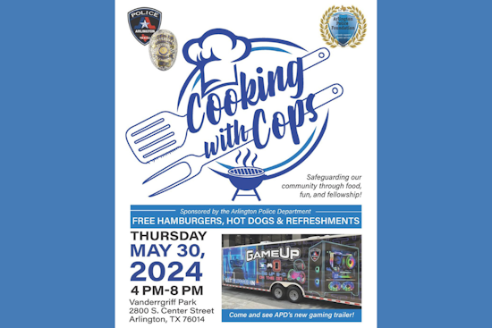 Arlington Police to Serve Up Smiles with "Cooking with Cops" Event at Vandergriff Park