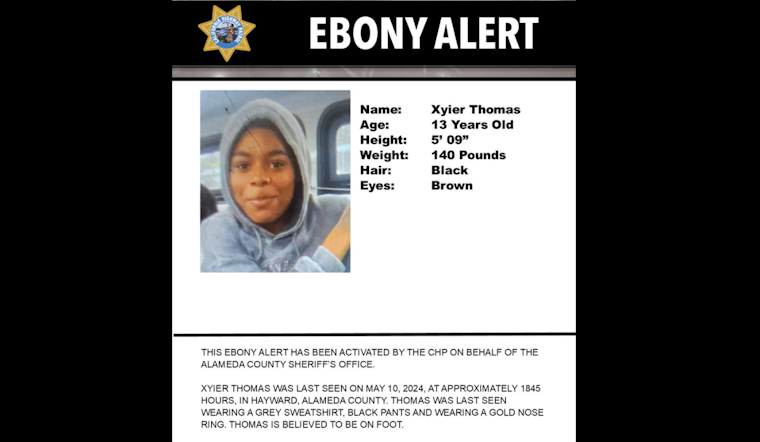 Authorities Issue EBONY Alert for Missing 13-Year-Old Boy in Hayward, Seek Public's Help