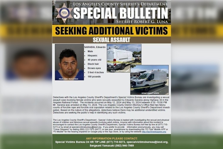 Authorities Seek Possible Additional Victims of Suspect Charged in Angeles Forest Sexual Assaults