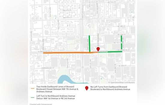 Broward Boulevard Reopens in Fort Lauderdale After Swift Overnight Water Line Repair