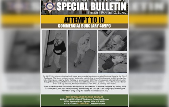 Calabasas Dentist Office Burglary Leaves Authorities Seeking Public's Help to Find Masked Thief