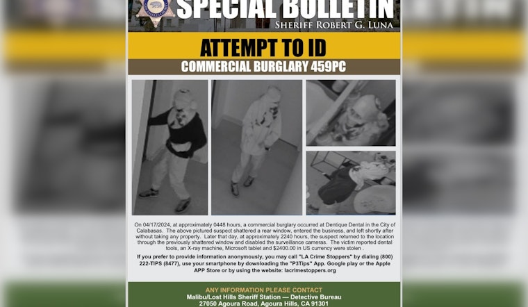Calabasas Dentist Office Burglary Leaves Authorities Seeking Public's Help to Find Masked Thief