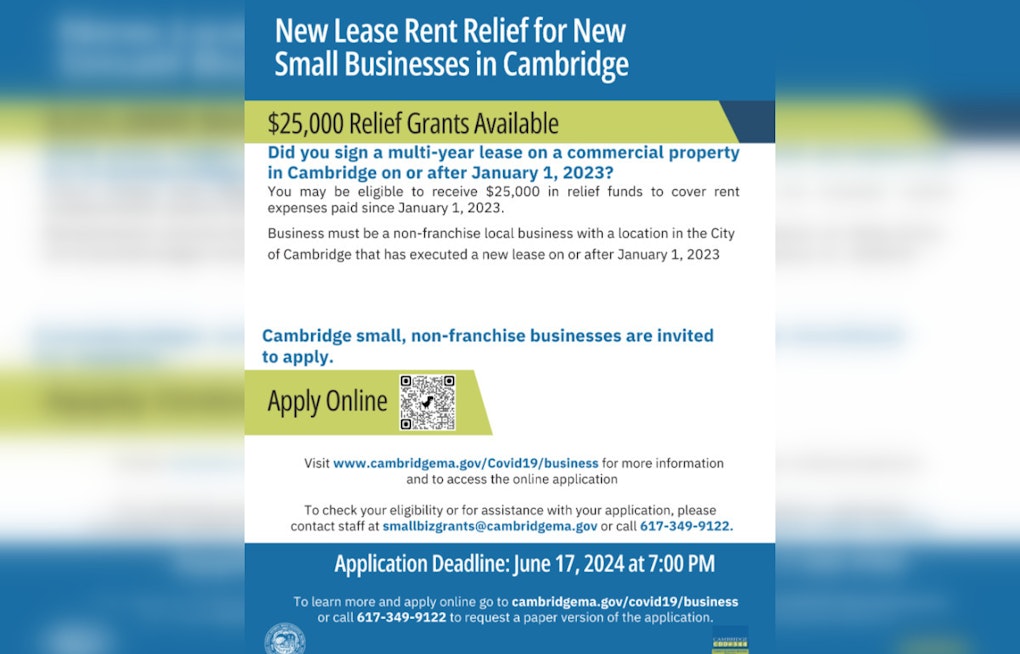 Cambridge Launches $25K New Lease Rent Relief Grants for Small Businesses Using ARPA Funds