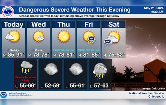 Chicago on Alert for Severe Thunderstorms with Potential Tornado Risk Tonight