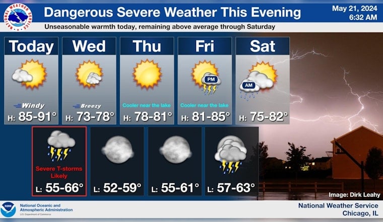 Chicago on Alert for Severe Thunderstorms with Potential Tornado Risk Tonight