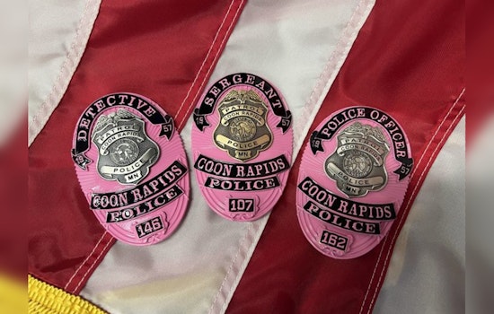 Coon Rapids Police Sport Pink Badges for Women's Health, Officers Donate to Don the Color