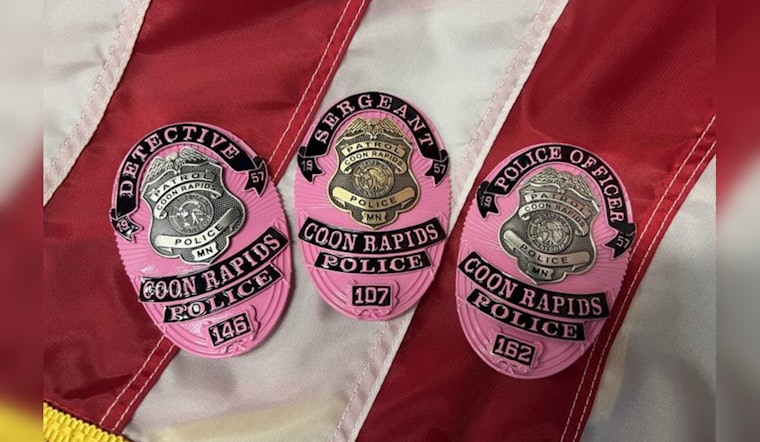 Coon Rapids Police Sport Pink Badges for Women's Health, Officers Donate to Don the Color