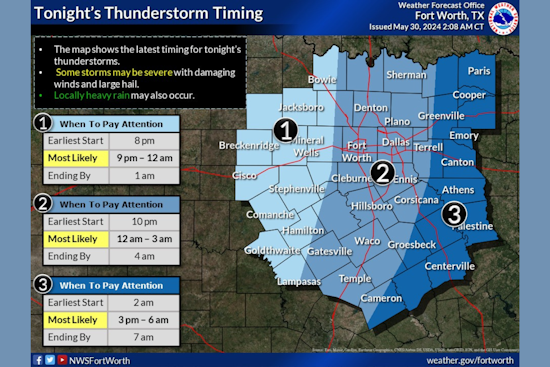 Dallas and North Texas on Alert for Severe Thunderstorms, Flooding Risings from Expected Heavy Rains