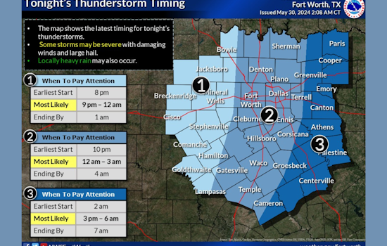Dallas and North Texas on Alert for Severe Thunderstorms, Flooding Risings from Expected Heavy Rains