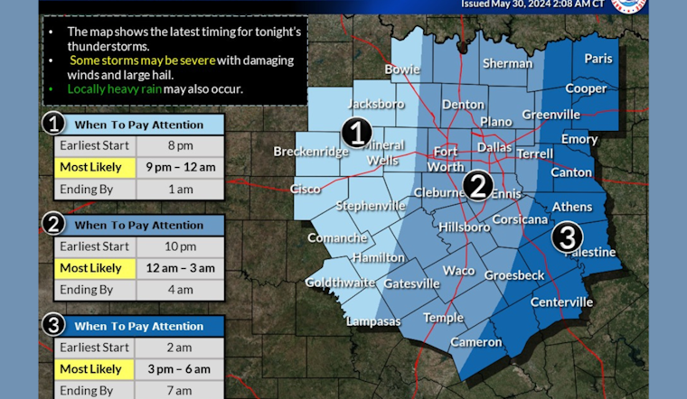 Dallas and North Texas on Alert for Severe Thunderstorms, Flooding Risings from Expected Heavy Rains