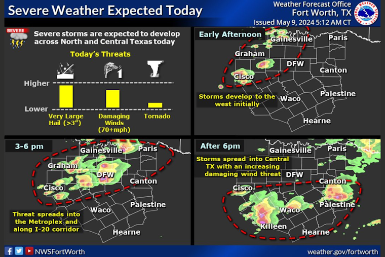 Dallas and Surrounding Counties Face Severe Weather Threat with Possible Heavy Rain and Thunderstorms
