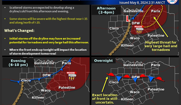 Dallas Braces for Severe Weather with Thunderstorms and Possible Tornadoes in the Forecast