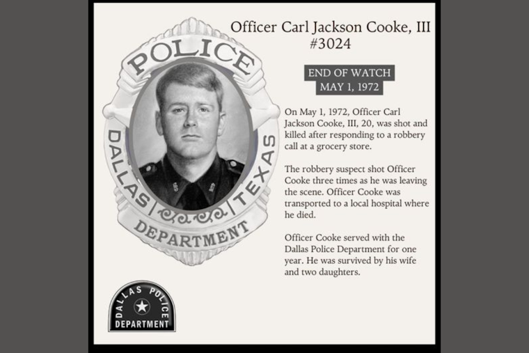 Dallas Police Department Pays Tribute of Respected Officer Carl Jackson Cooke, III