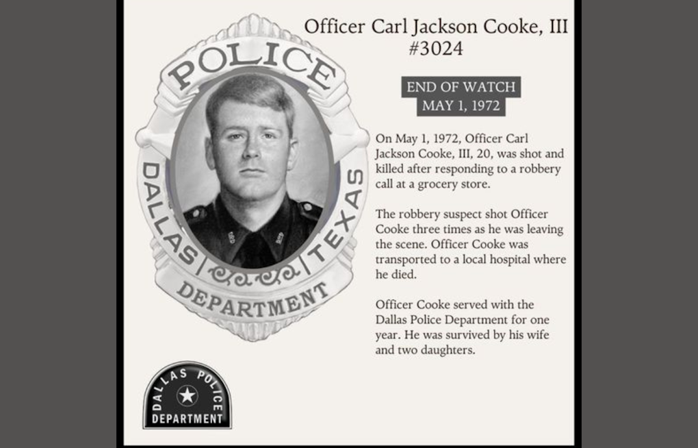 Dallas Police Department Pays Tribute of Respected Officer Carl Jackson Cooke, III
