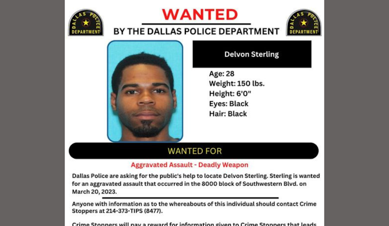 Dallas Police Seek Public's Aid in Locating Suspect Delvon Sterling Through #WantedWednesday Campaign