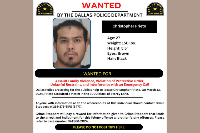 Dallas Police Use #WantedWednesday Social Media Campaign to Seek Public's Help in Finding Fugitive Christopher Prieto