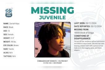 Detroit Police Seek Public's Aid in Locating Missing 12-Year-Old Zarriah Keys