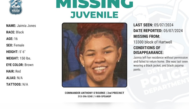 Detroit Police Seek Public's Help to Find Missing Teen Jaimia Jones Last Seen on Bagley Street