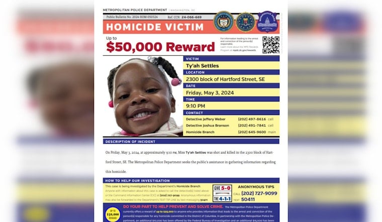 Feds & DC Cops Boost Bounty to $50K after Tragic Shooting of 3-Year-Old in Southeast