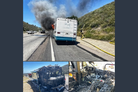 Firefighters Quell Motorhome Blaze on I-15, Save Personal Items and Pet