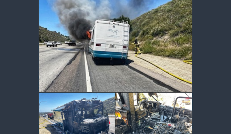 Firefighters Quell Motorhome Blaze on I-15, Save Personal Items and Pet