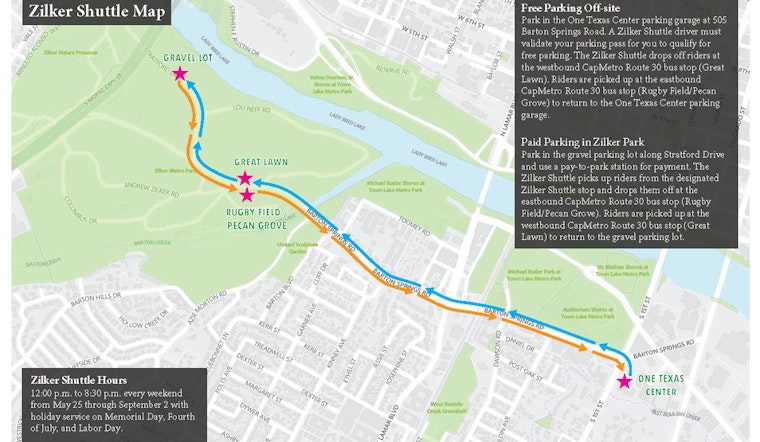 Free Shuttle Service to Zilker Park Returns for Summer in Austin with Weekend and Holiday Rides