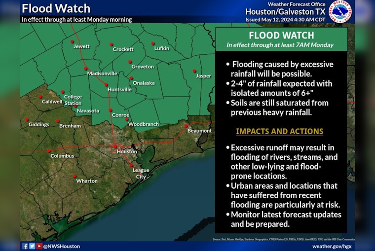 Houston on Alert for Severe Weather as Flood Watch and Storm Risks Loom Over the City