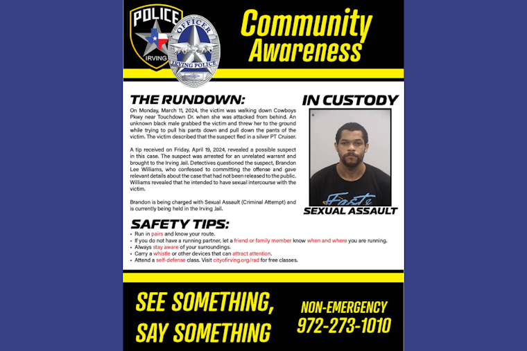 Irving Police Encourage Vigilance Among Residents with "See Something, Say Something" Advisory