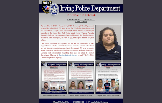 Irving Police Seek Community Help to Solve January Homicide, Perpetrator Still at Large