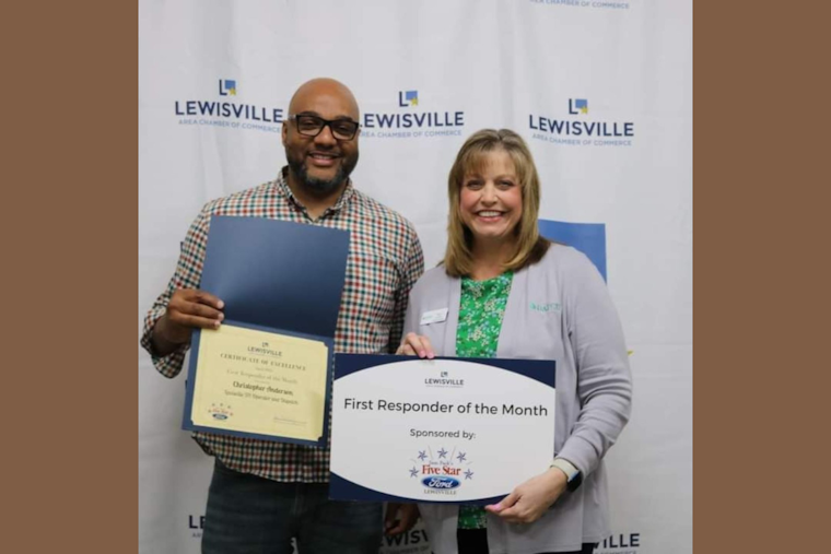 Lewisville Dispatcher Christopher Anderson Honored as First Responder of the Month