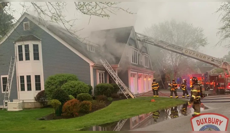Lightning Strike Suspected as Culprit in Duxbury House Fire, Firefighters Quell Blaze