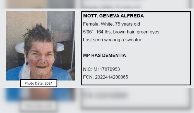 Los Angeles Sheriff's Department Seeks Public's Help to Find Missing Elderly Woman with Dementia in Norwalk