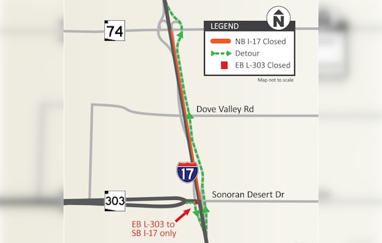 Major Northbound I-17 Closure in Phoenix This Weekend for Pavement Work, ADOT Advises Detour