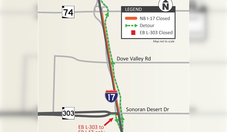 Major Northbound I-17 Closure in Phoenix This Weekend for Pavement Work, ADOT Advises Detour
