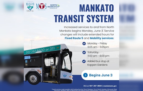 Mankato Transit System Expands Service to North Mankato with New Stops and Improved Routes