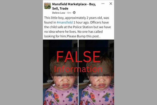 Mansfield Police Debunk Hoax Involving Nonexistent Missing Child Report on Social Media