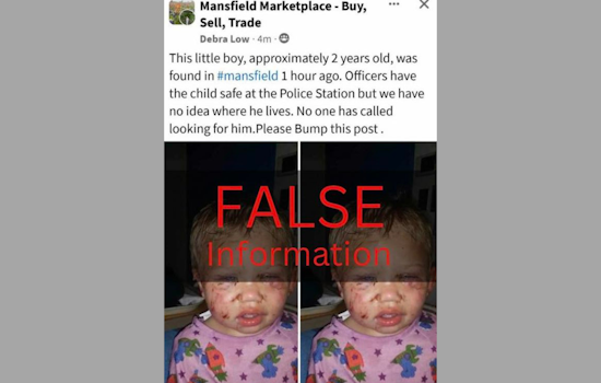 Mansfield Police Debunk Hoax Involving Nonexistent Missing Child Report on Social Media
