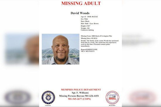 Memphis Police Seek Public's Help to Find Missing "At Risk" 61-Year-Old Man, David Woods
