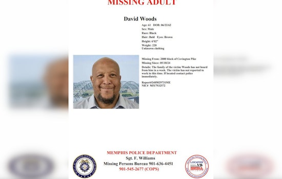 Memphis Police Seek Public's Help to Find Missing "At Risk" 61-Year-Old Man, David Woods