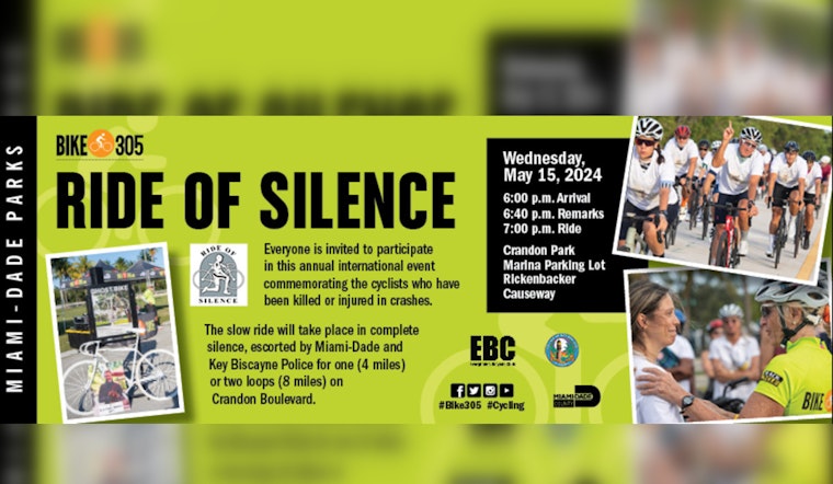 Miami-Dade County and BIKE305 Host 22nd Annual Ride of Silence in Key Biscayne