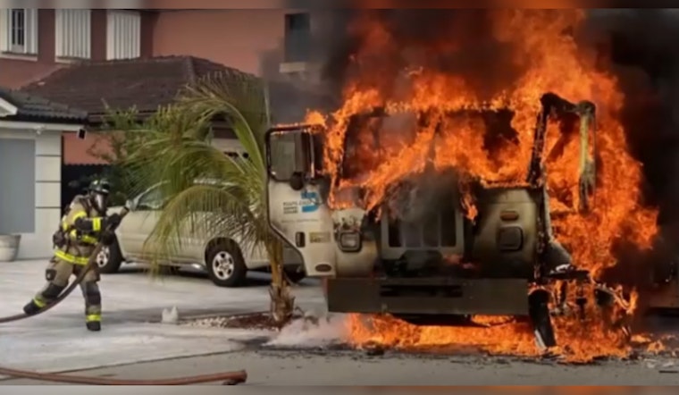 Miami-Dade Firefighters Swiftly Extinguish Raging Garbage Truck Fire in Southwest Miami-Dade